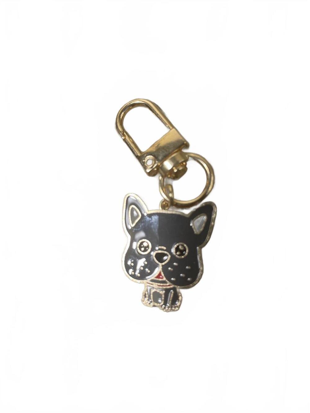 Dog Enamel Metal Keychain Charm Gold Clip Gift Animal Print Purse Accessory New